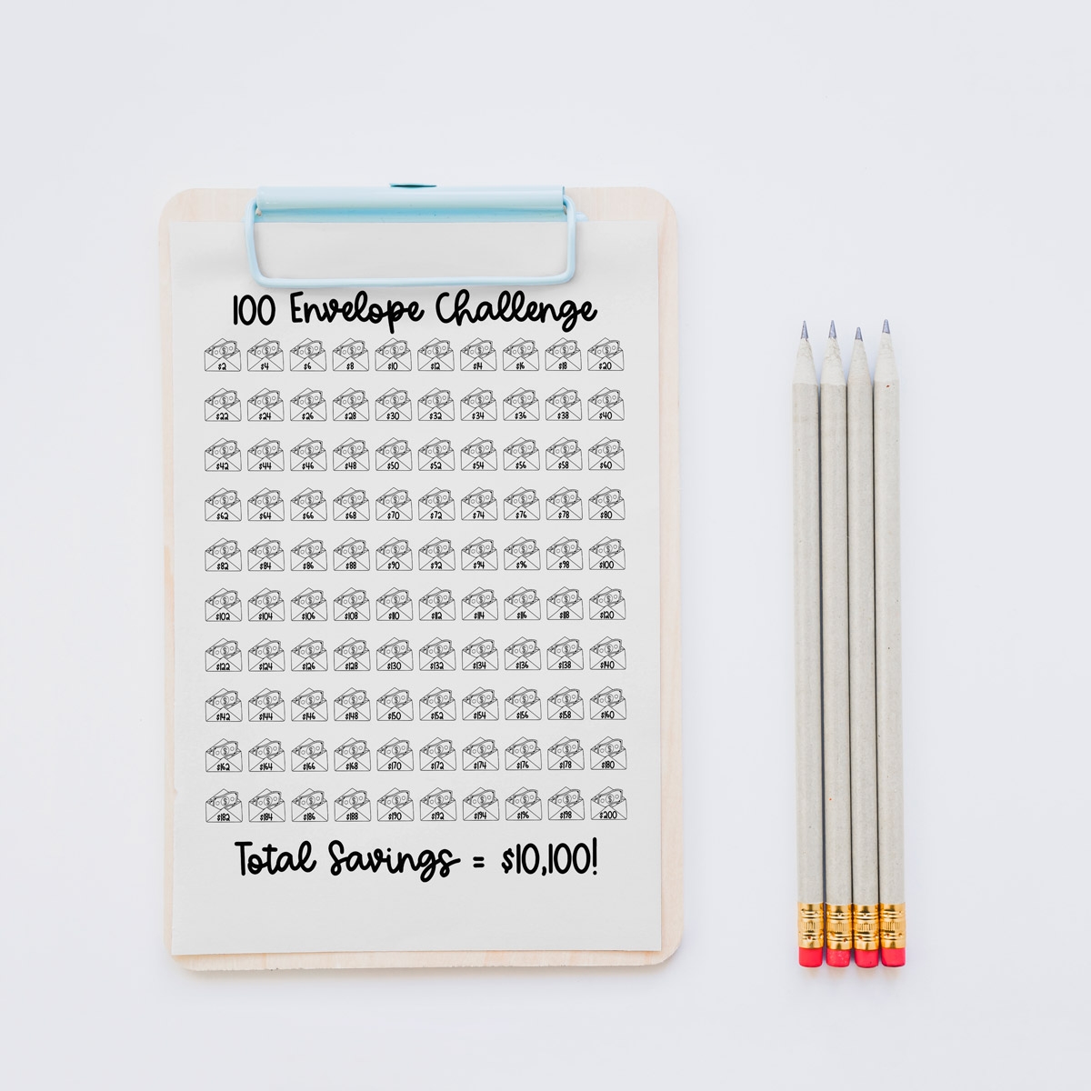 50 Envelope Challenge Chart Free Printable