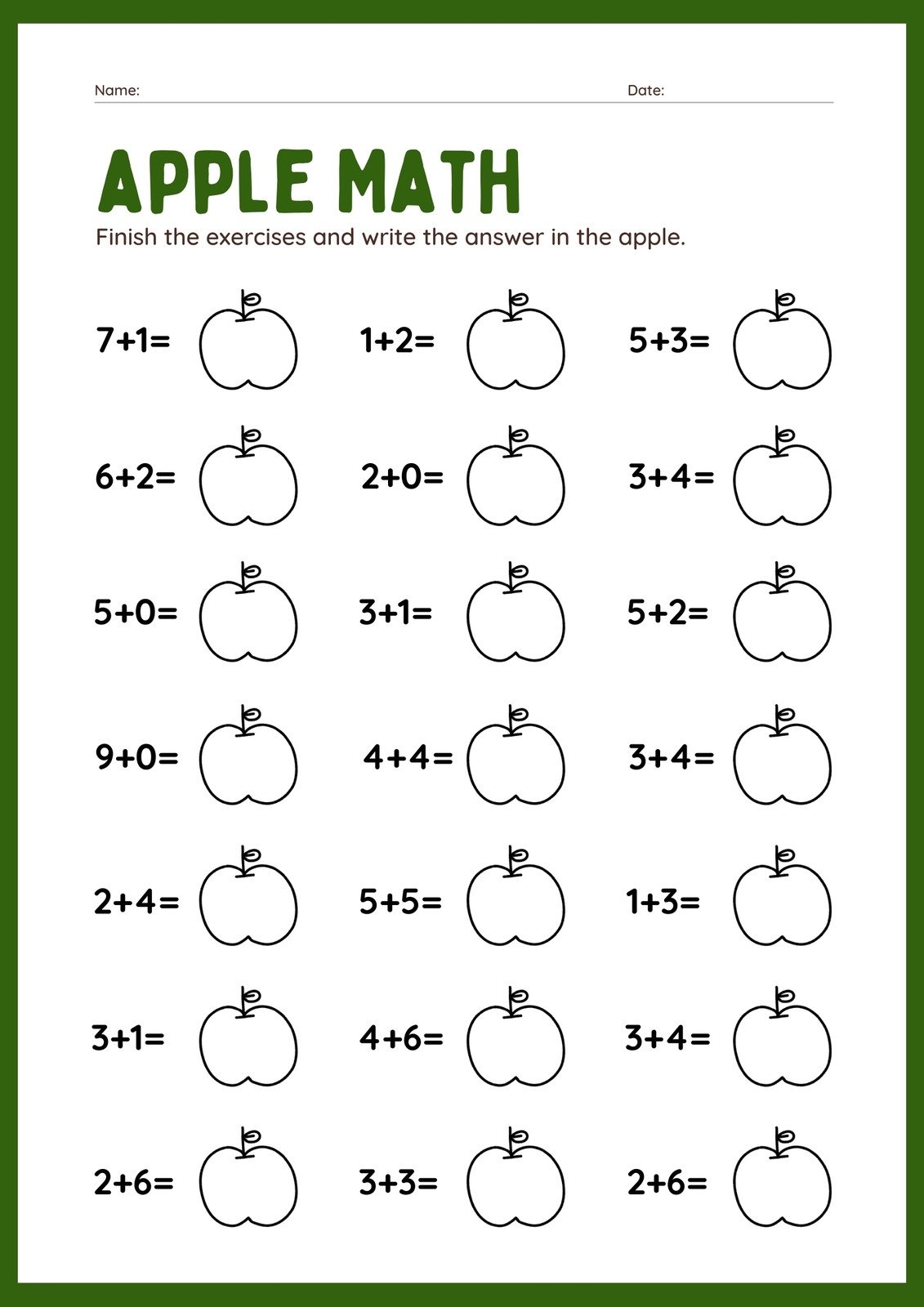 Easy Math Sheets Printable