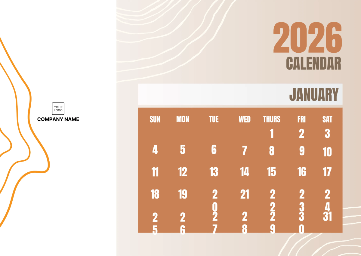 2026 Monthly Calendar Printable
