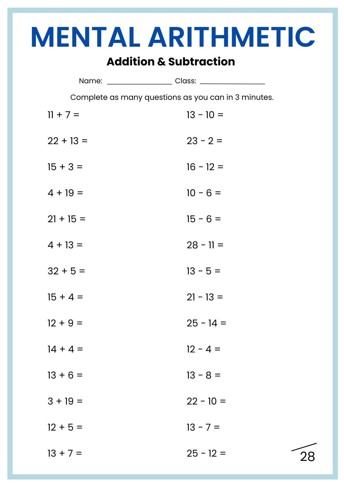 Printable Hard Math Worksheets