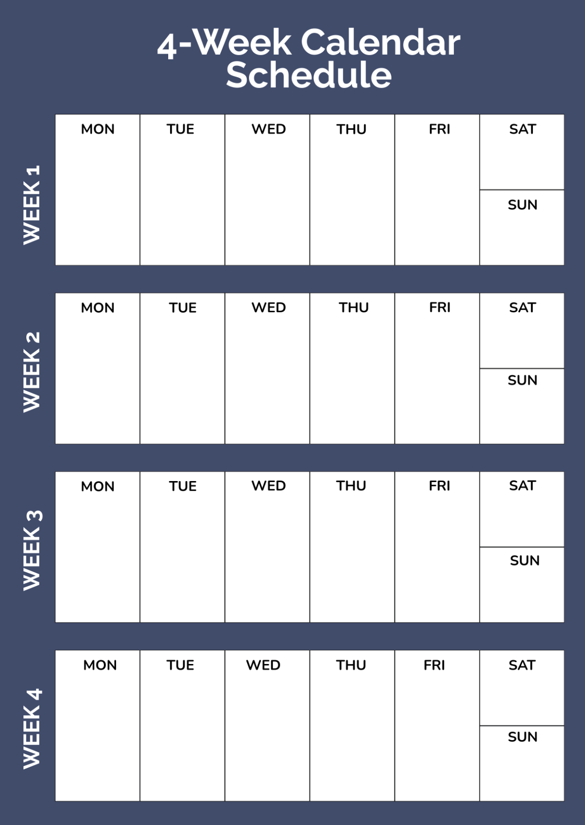 Free 4 week Photo Calendar Template To Edit Online
