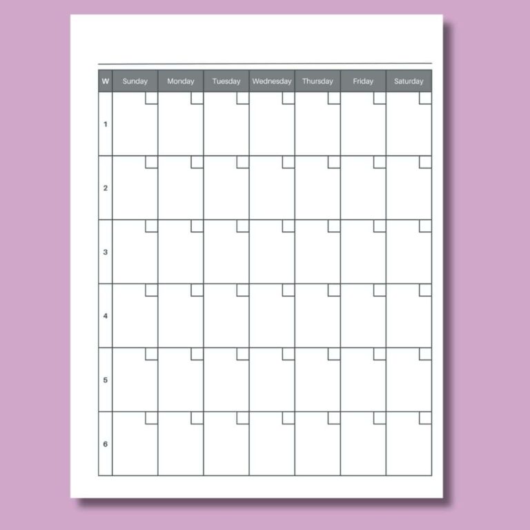 Free 6 Week Calendar Printable