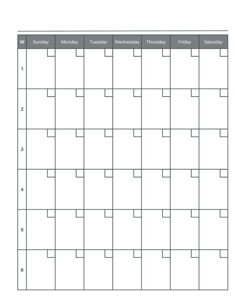 Free 6 Week Calendar Printable