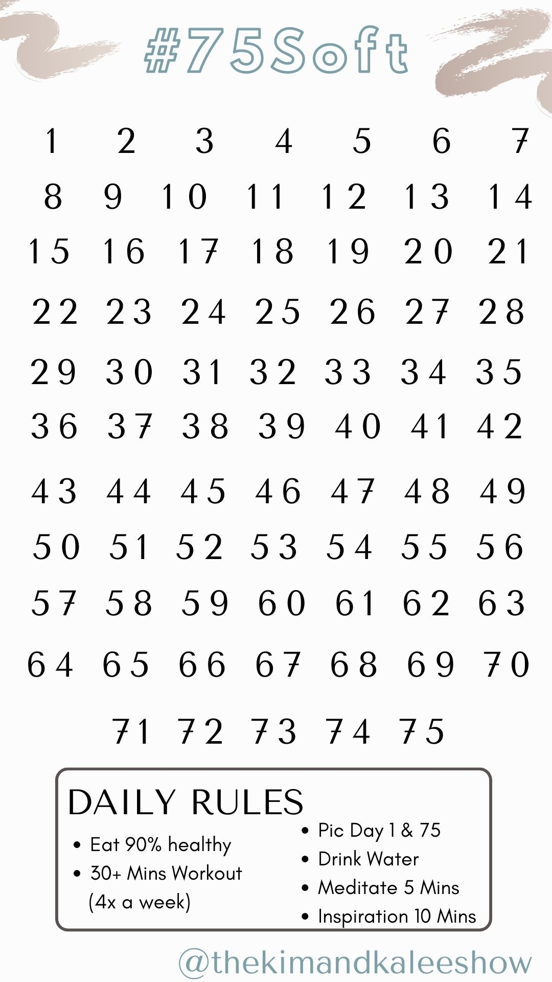 Free 75 Soft Printable Calendar Worksheet Template 75 Soft Challenge