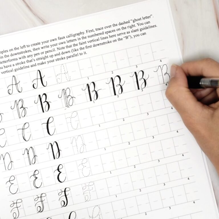 Free 8 Page Faux Calligraphy Worksheet Set The Postman s Knock