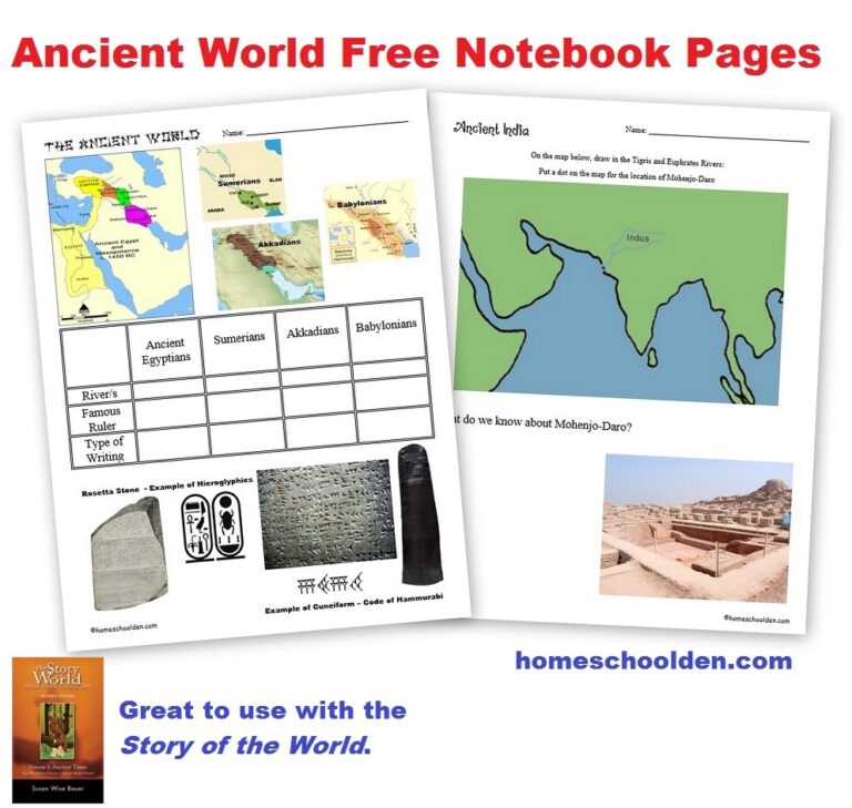 Free Ancient World Worksheets Egypt Mesopotamia India Homeschool Den