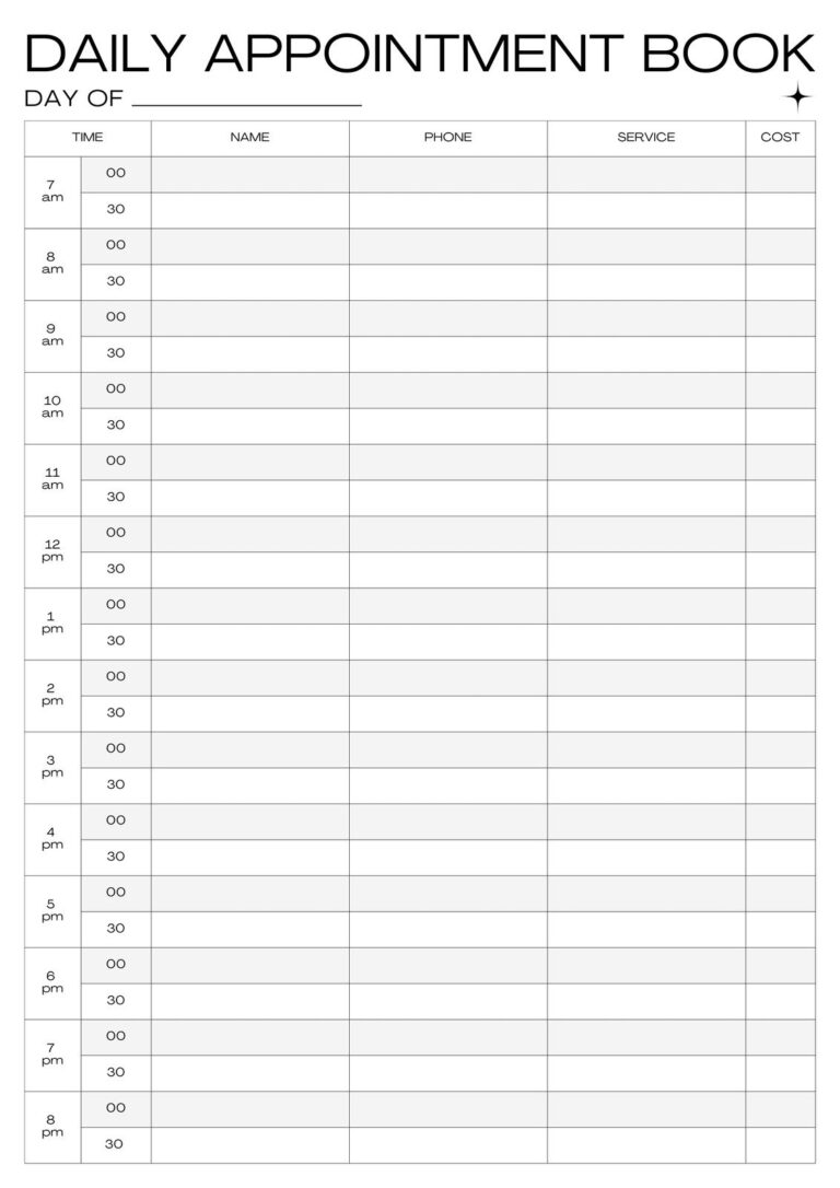 Free And Customizable Appointment Templates