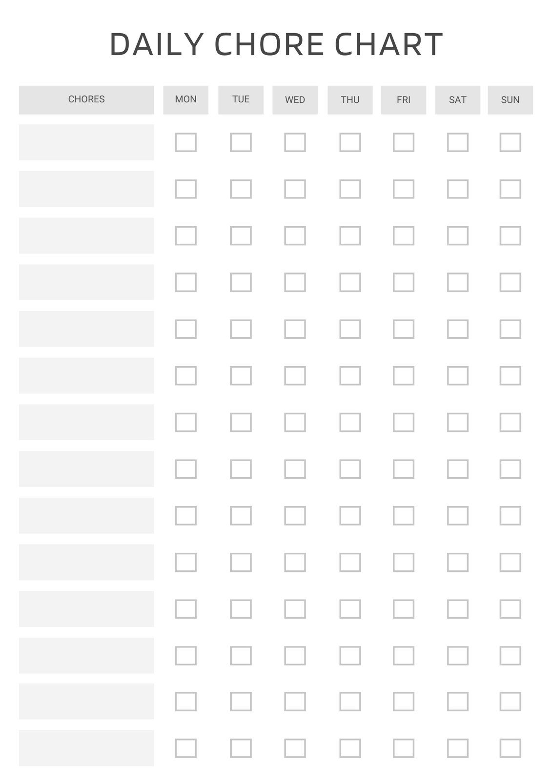 Free And Customizable Chore Templates