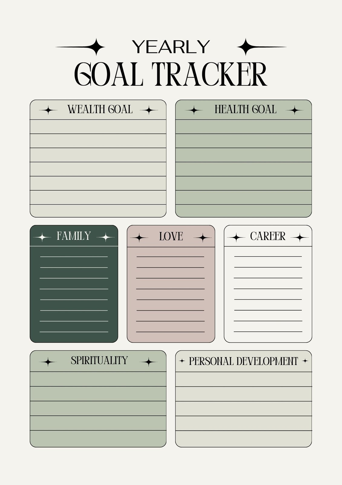 Free And Customizable Goals Templates