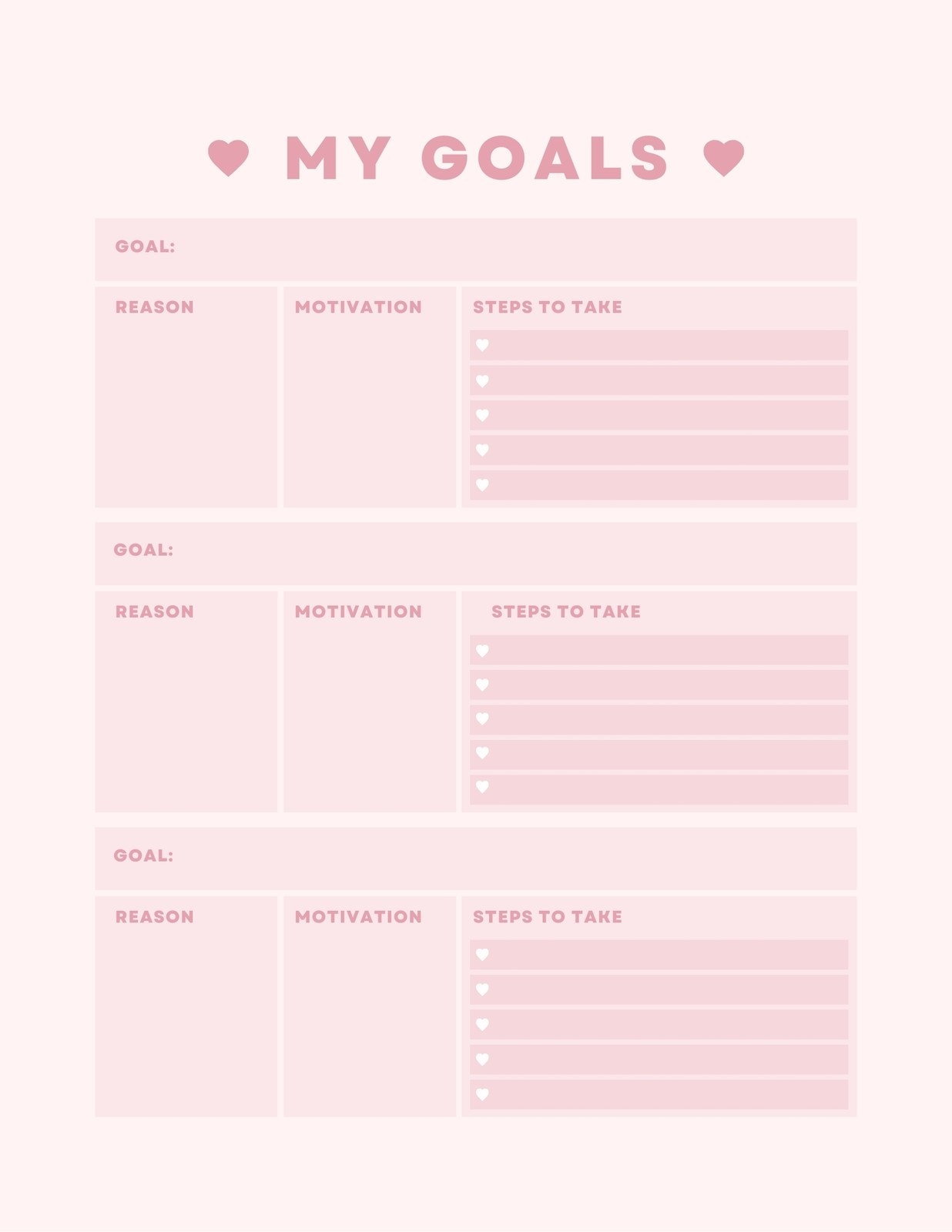 Printable Goal Chart
