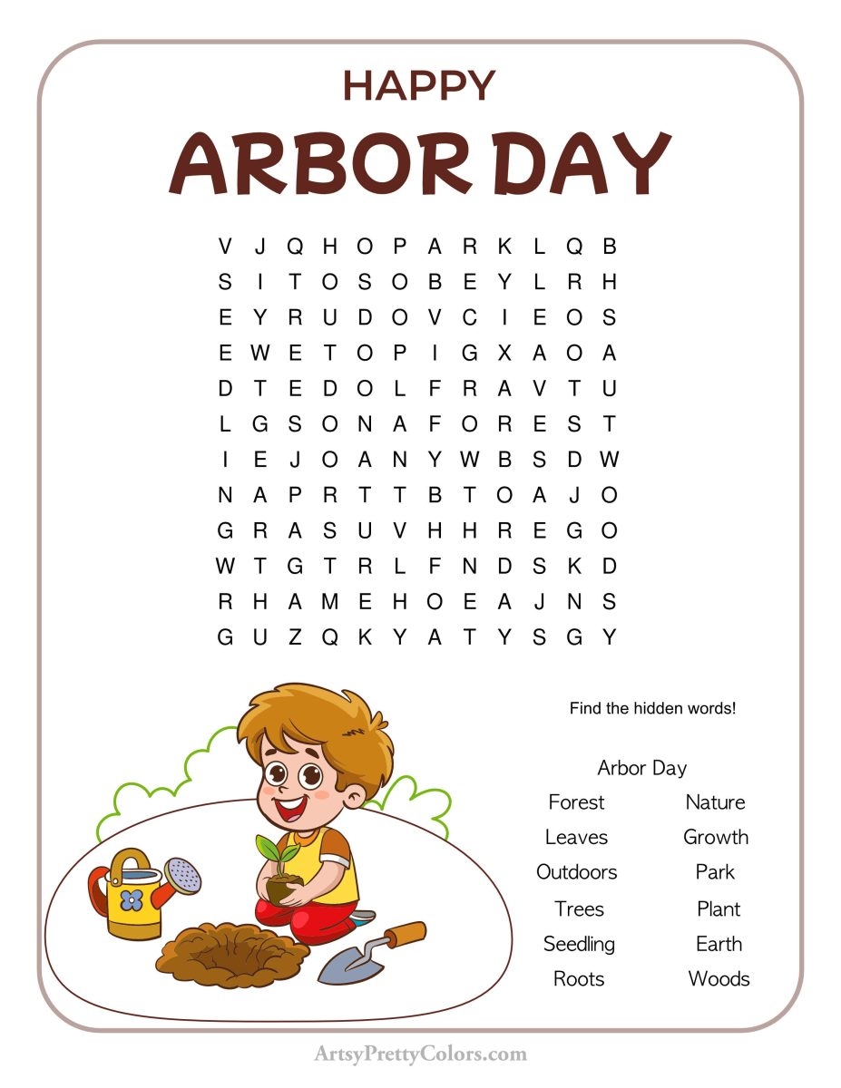 Free Arbor Day Word Search Printables Celebrate Nature Artsy Pretty Colors