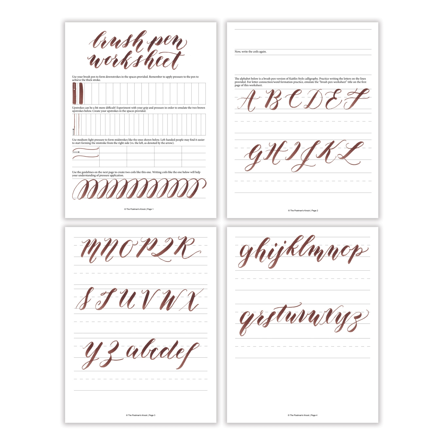 Free Basic Brush Pen Calligraphy Worksheet The Postman s Knock