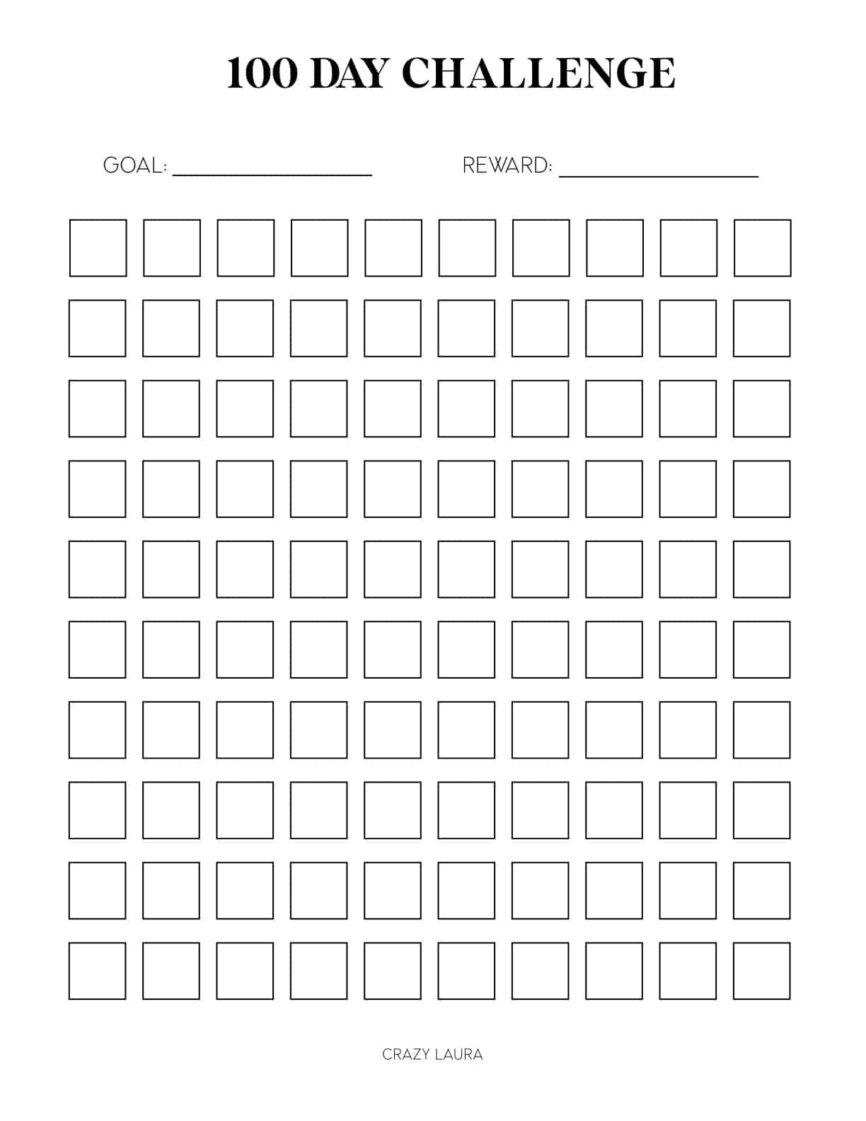 Printable 100 Day Chart