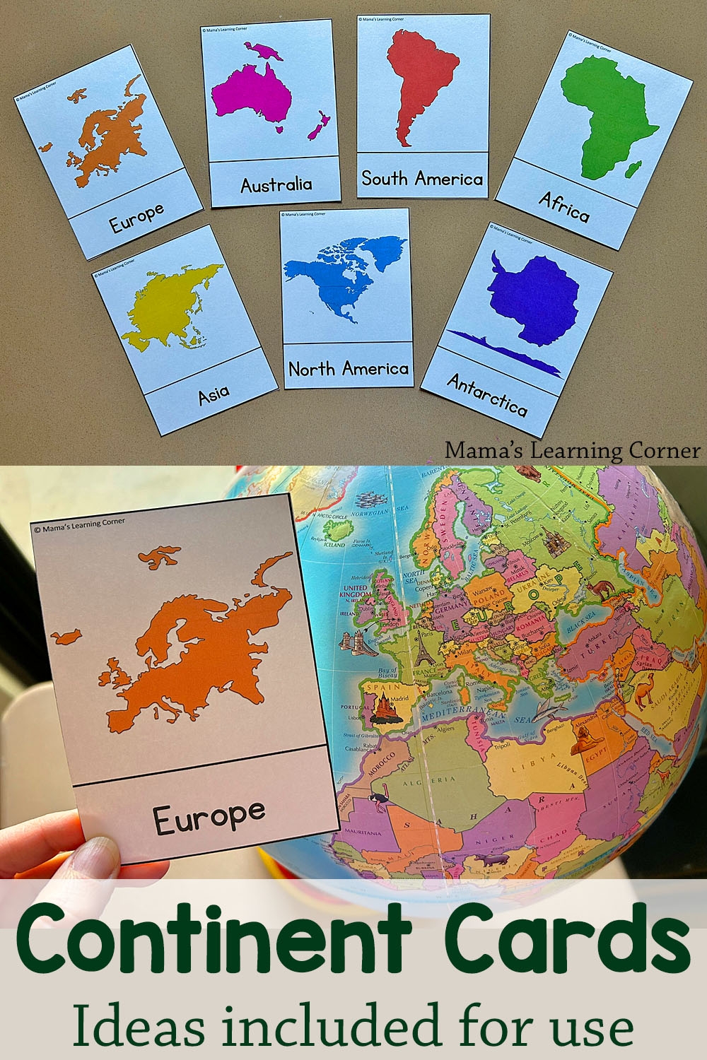 Free Continents Cards For Kids Learn The 7 Continents With Printables Mamas Learning Corner