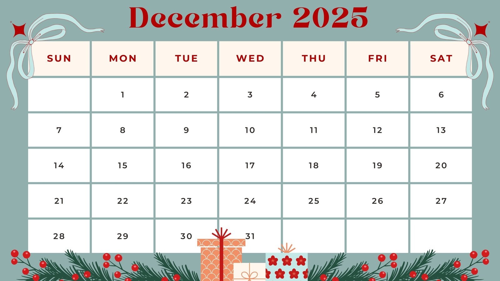 Free Custom Printable Christmas Calendar Templates Canva