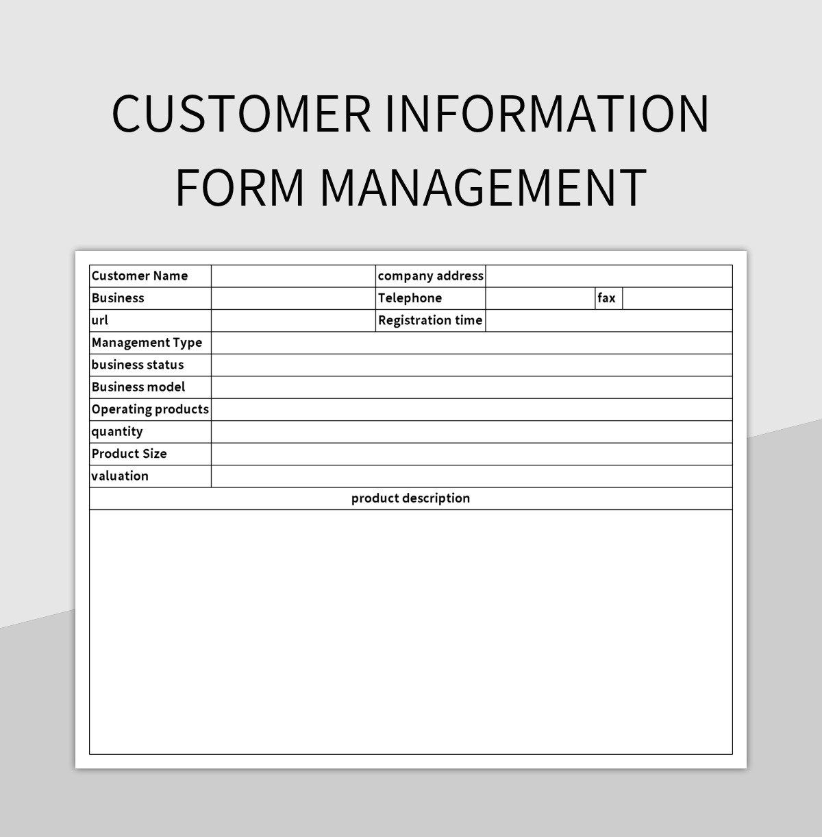 Free Customer Information Form Templates For Google Sheets And Microsoft Excel Slidesdocs