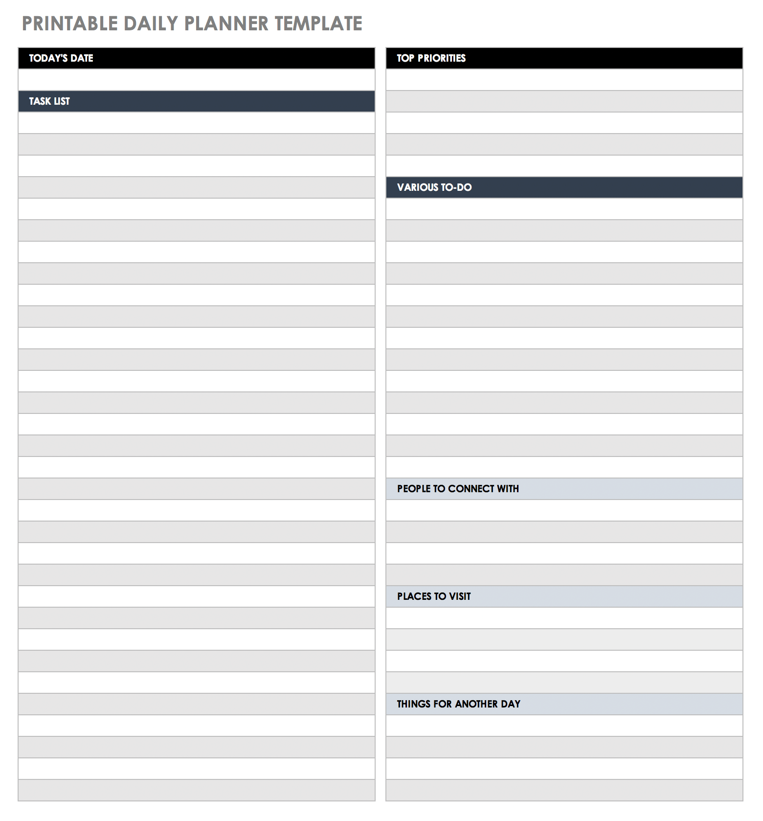 Printable Task Sheets