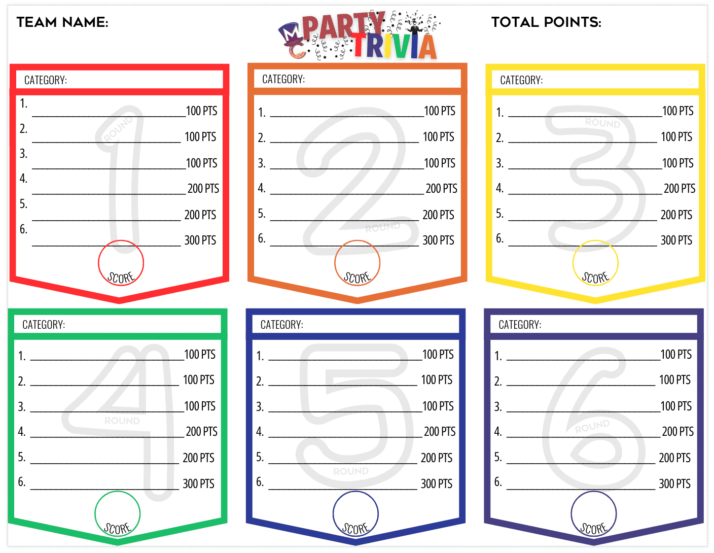 FREE Download MC Party Trivia Answer Sheet Majestic Circus