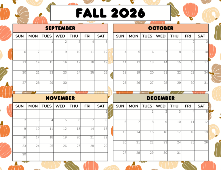 Free Fall 2026 Calendar Printable PDF