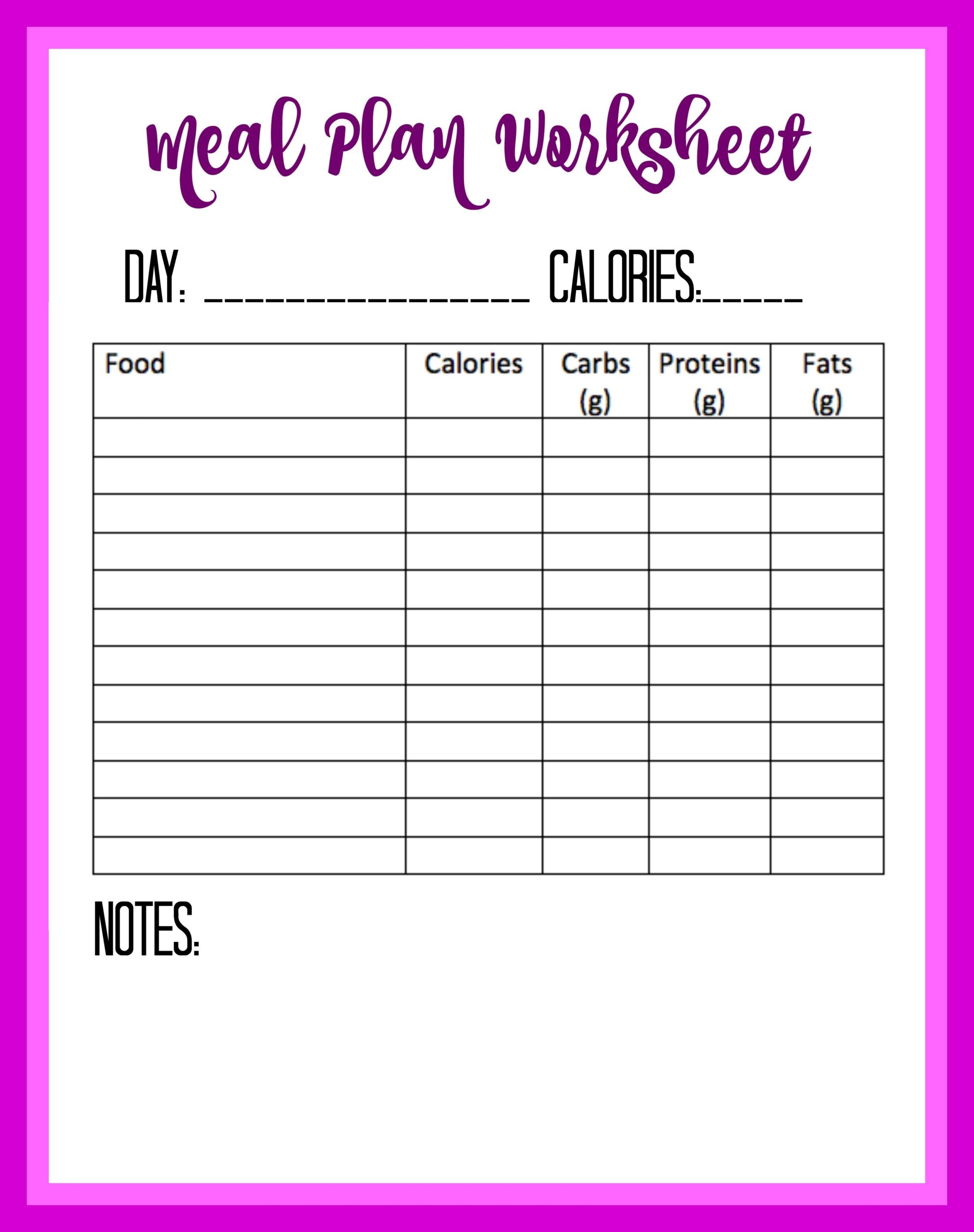 Free Food Diary And Calorie Tracker Printable Debt Free Spending Worksheets Library