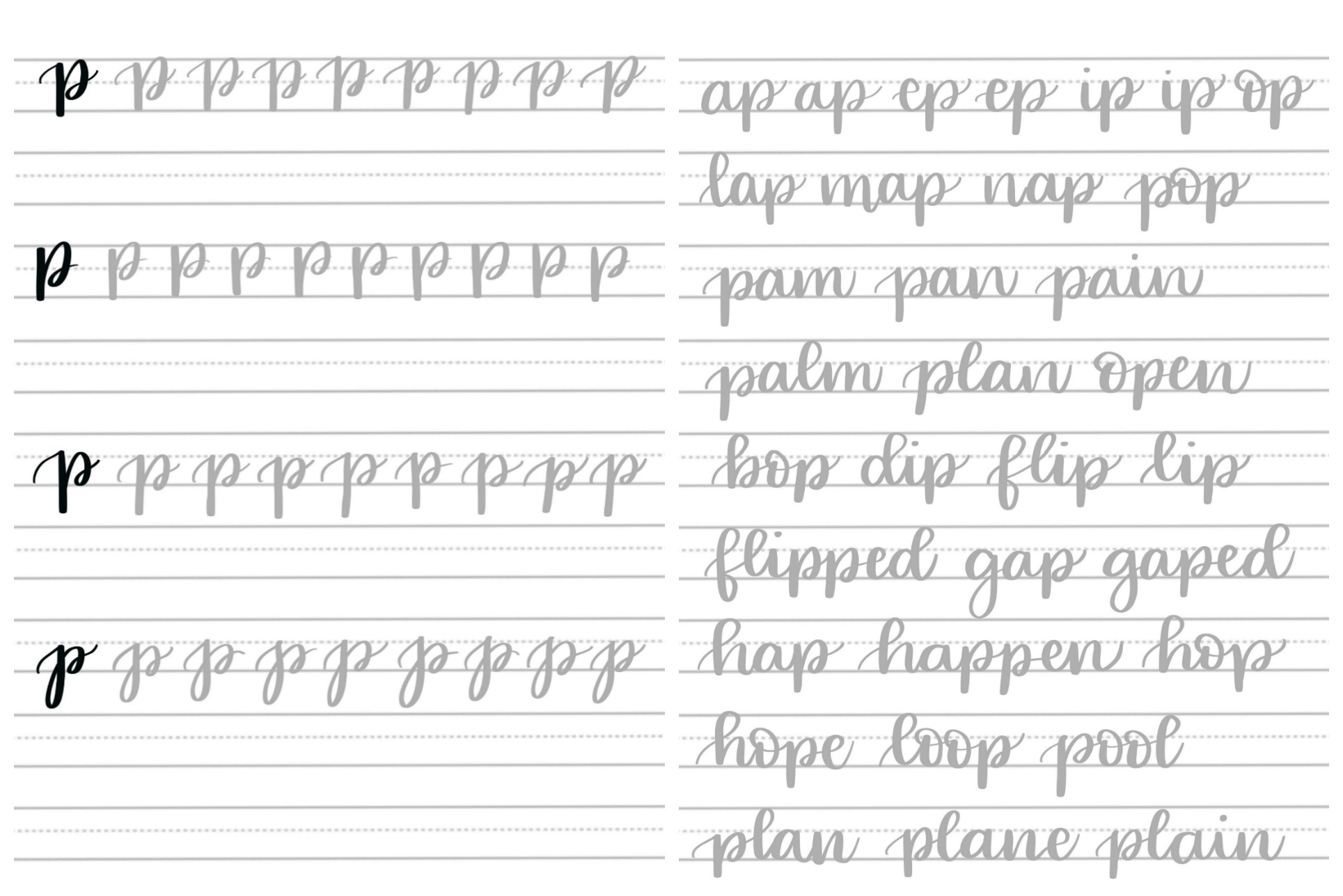 Free Hand Lettering Practice Sheets P Amy Latta Creations