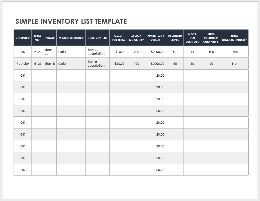 Printable Estate Inventory Worksheet
