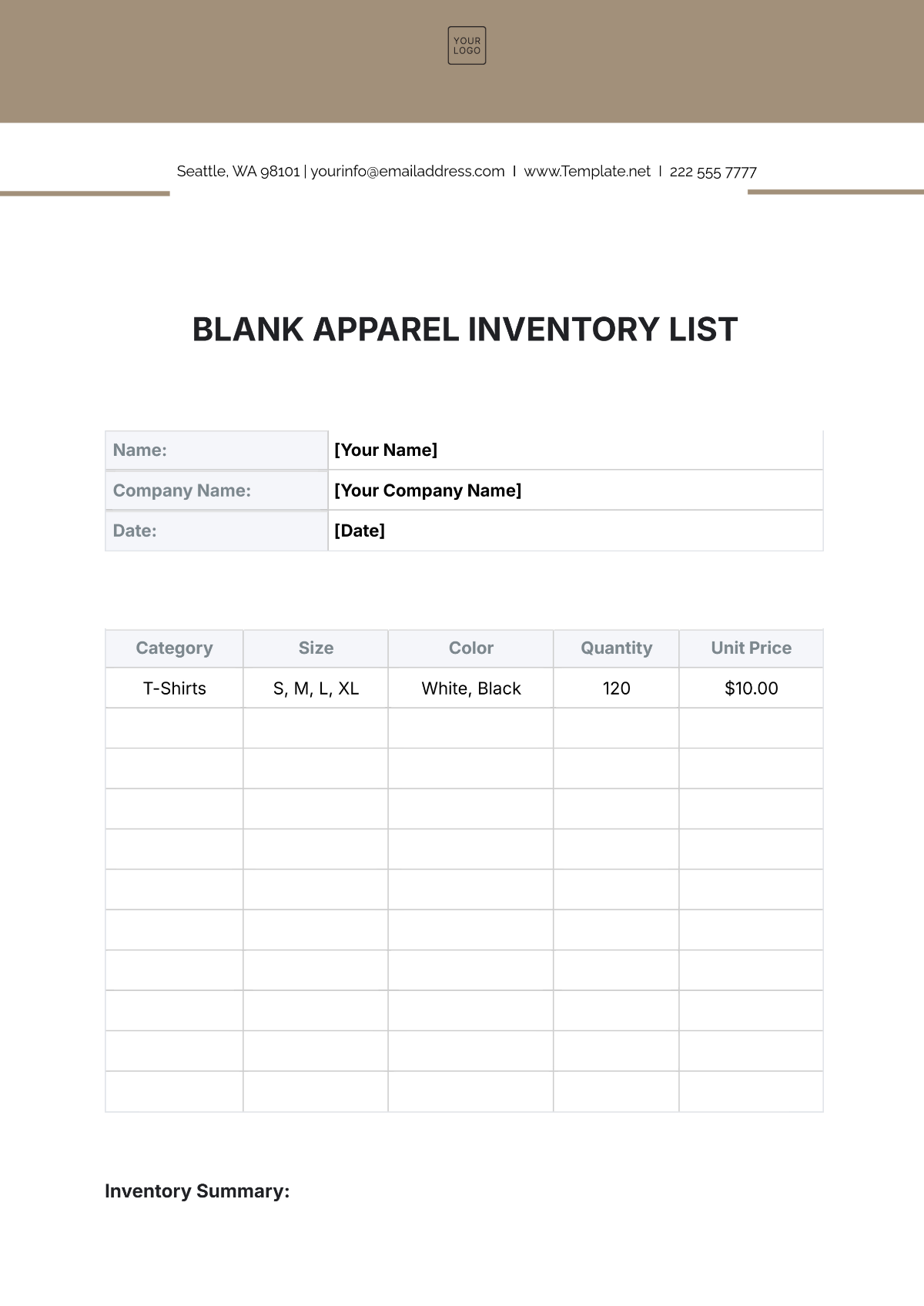 Printable Inventory Sheets Printable Inventory Sheets