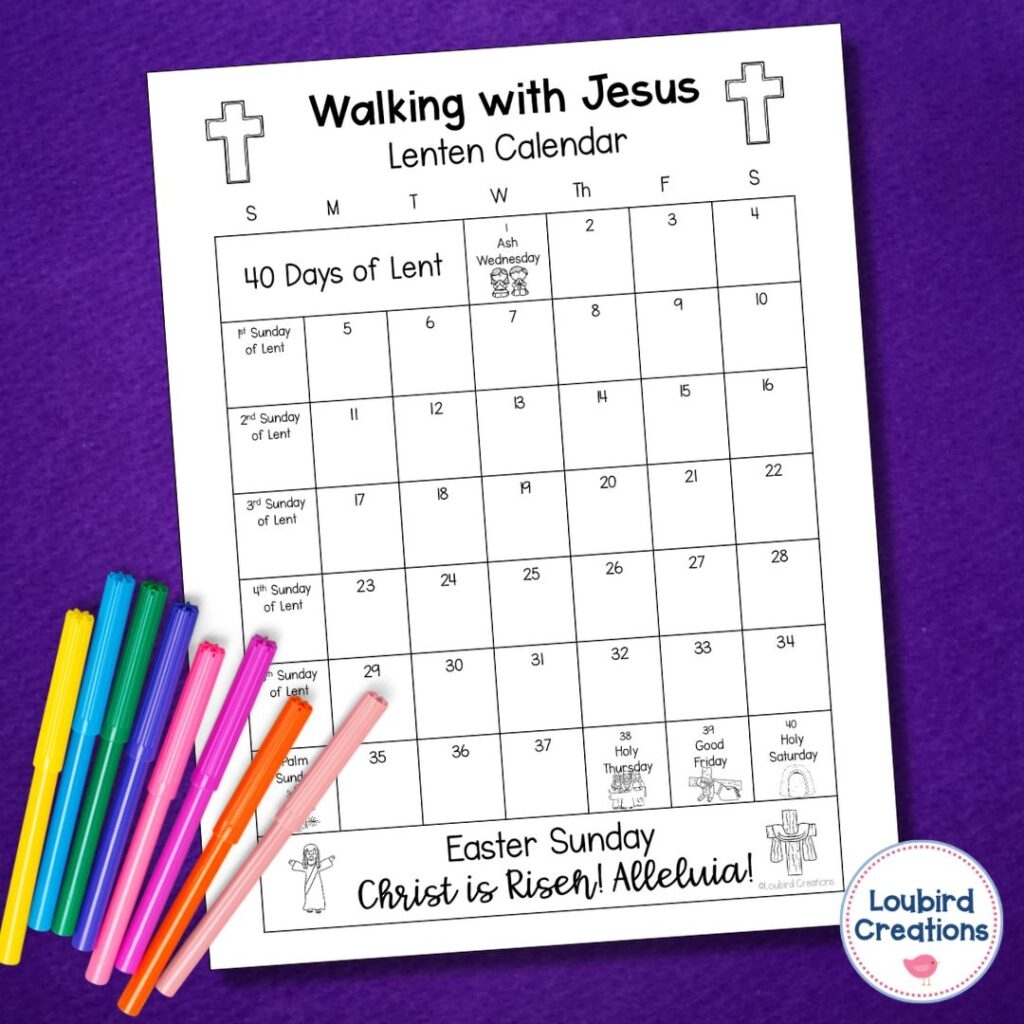 Free Lent Calendar For Kids Loubird Creations
