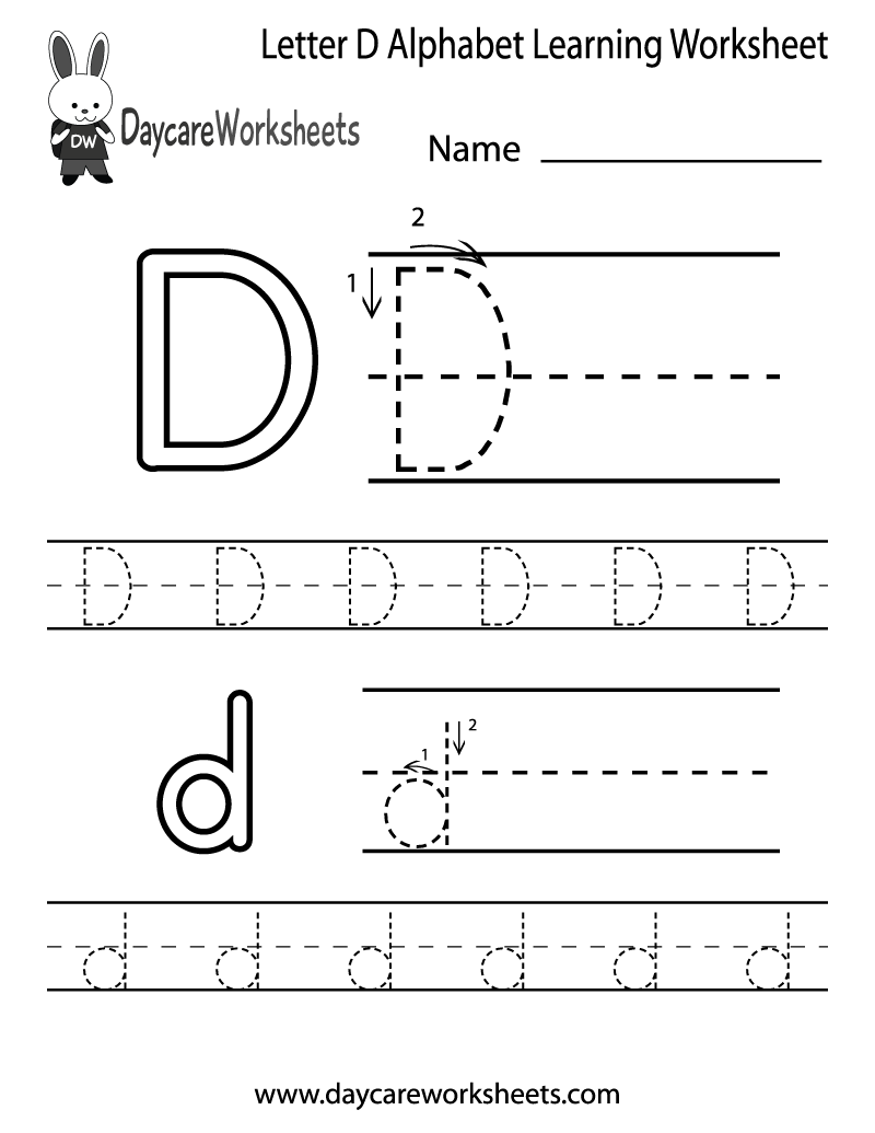 Free Letter D Alphabet Learning Worksheet For Preschool Free Letter D Alphabet Learning Worksheet For Preschool