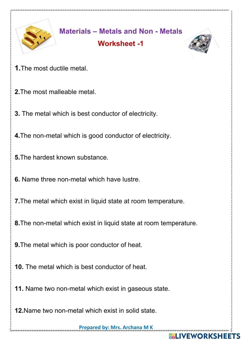 Free Metals And Nonmetals Worksheet Download Free Metals And Nonmetals Worksheet Png Images Free Worksheets On Clipart Library
