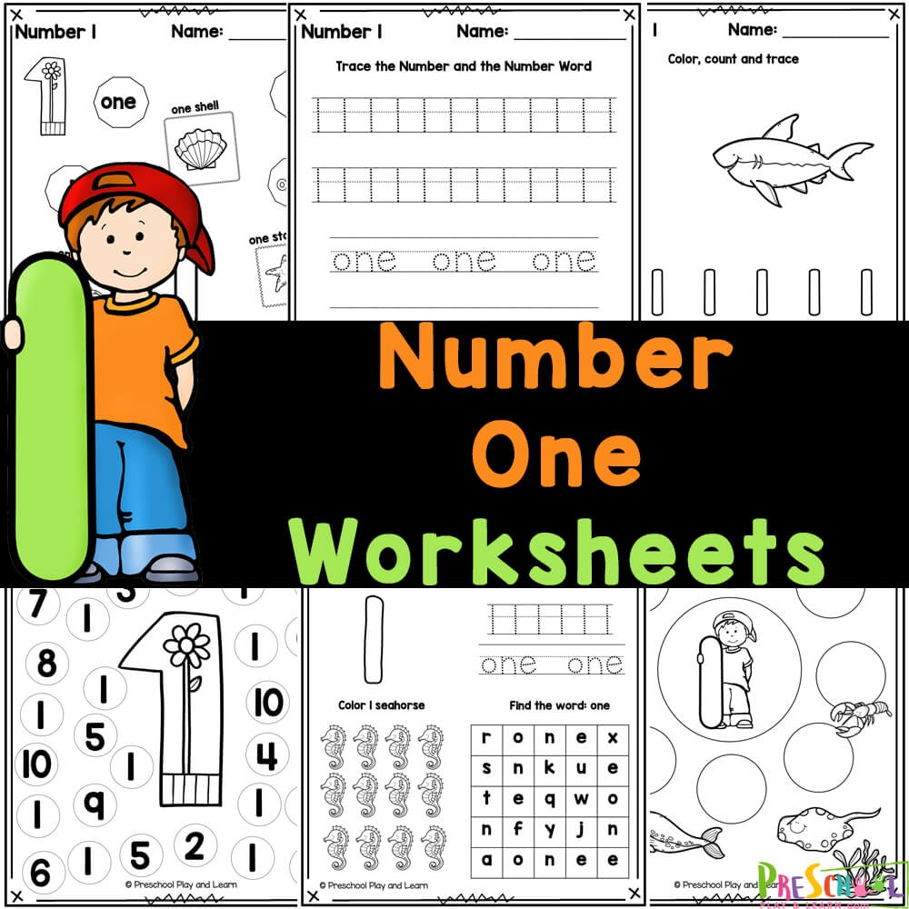 FREE Number 1 Worksheets For Preschool Tracing Counting Exercises