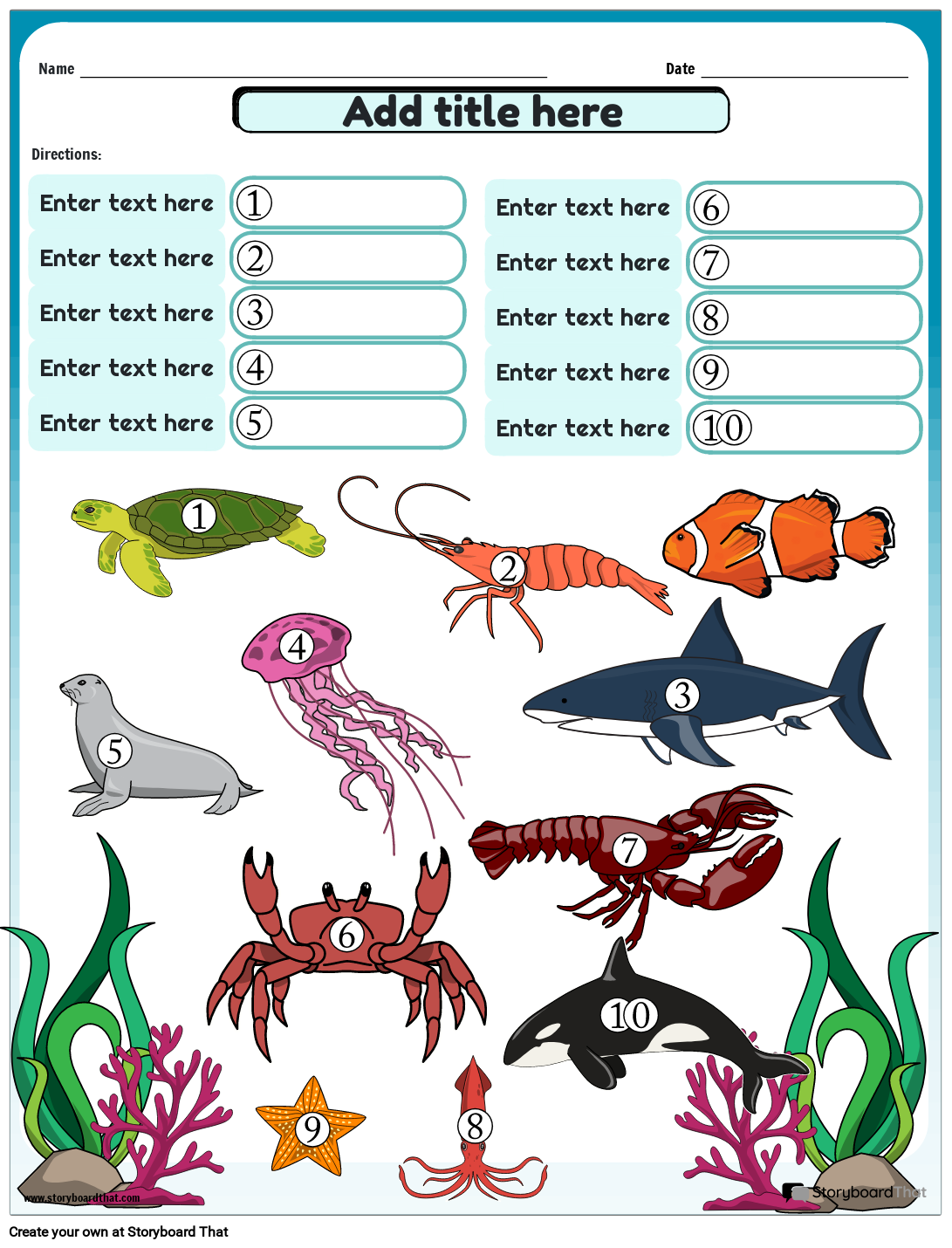 Free Ocean Worksheets Storyboard That Activities For Kids