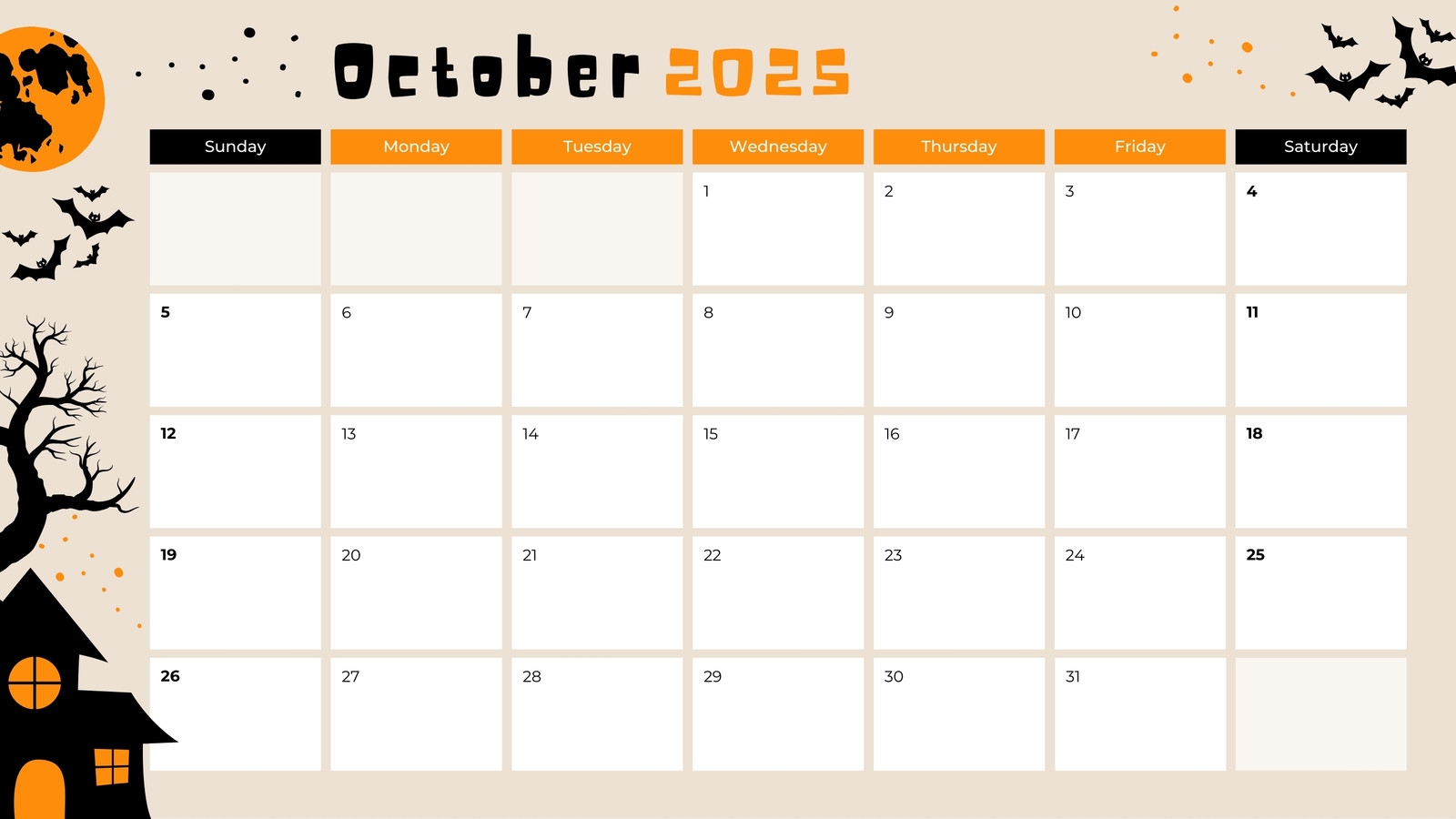 Free October 2025 Calendar Templates To Customize Canva