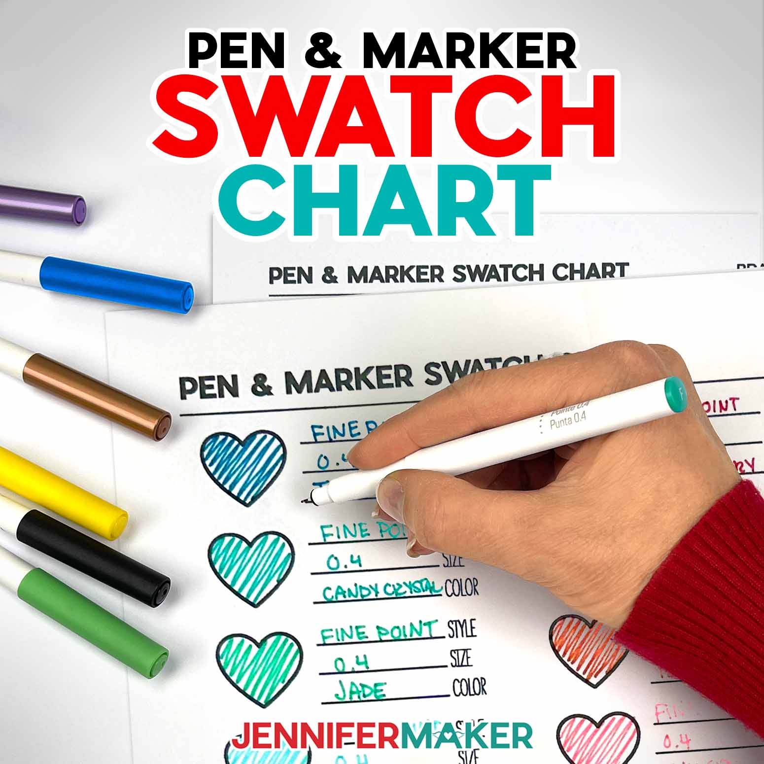 Free Pen Marker Color Swatch Chart SVG U0026 Printable Charts Jennifer Maker