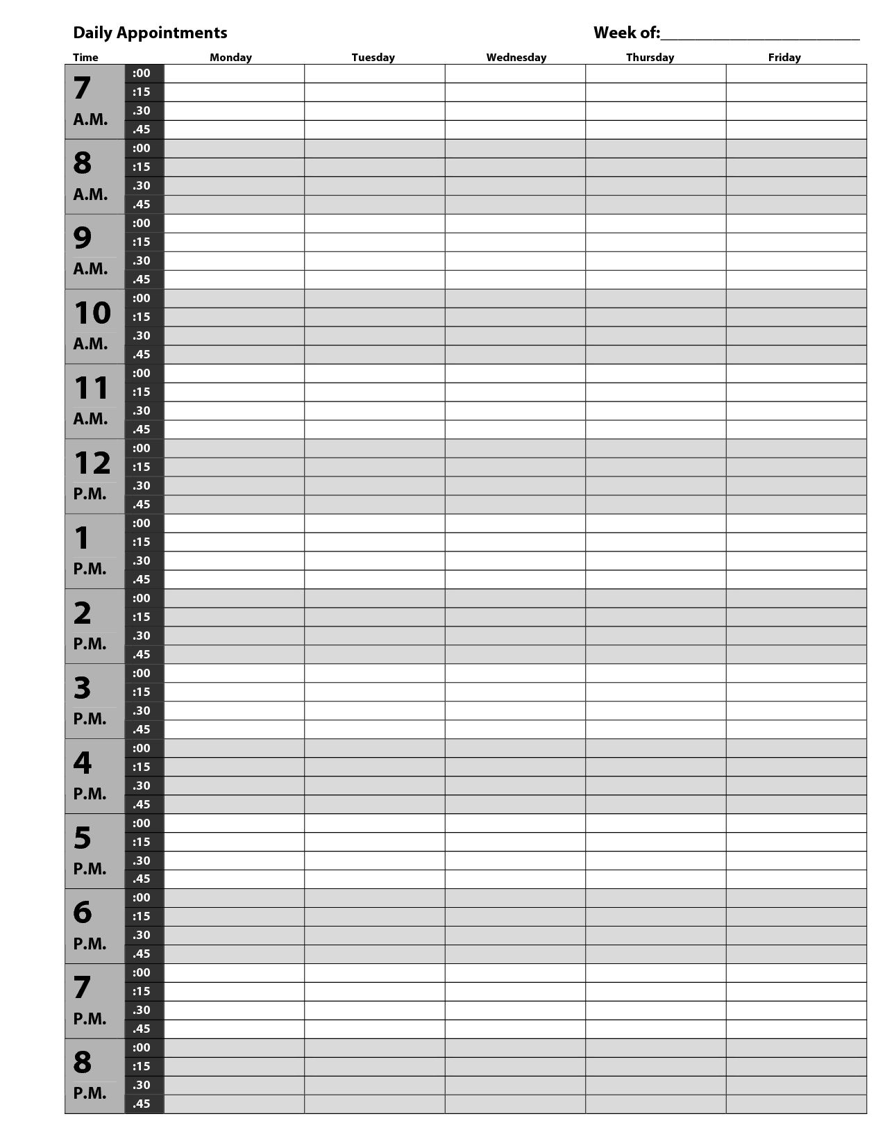 Free Printable 15 Minute Planner Worksheets Library