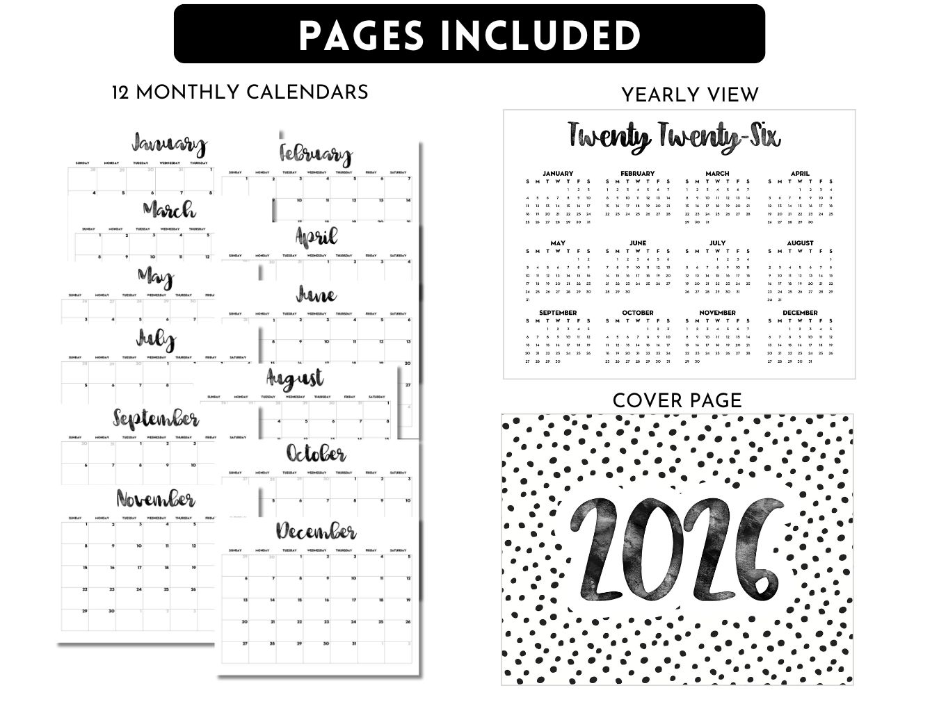 Monthly Calendar 2026 Printable Pdf Free