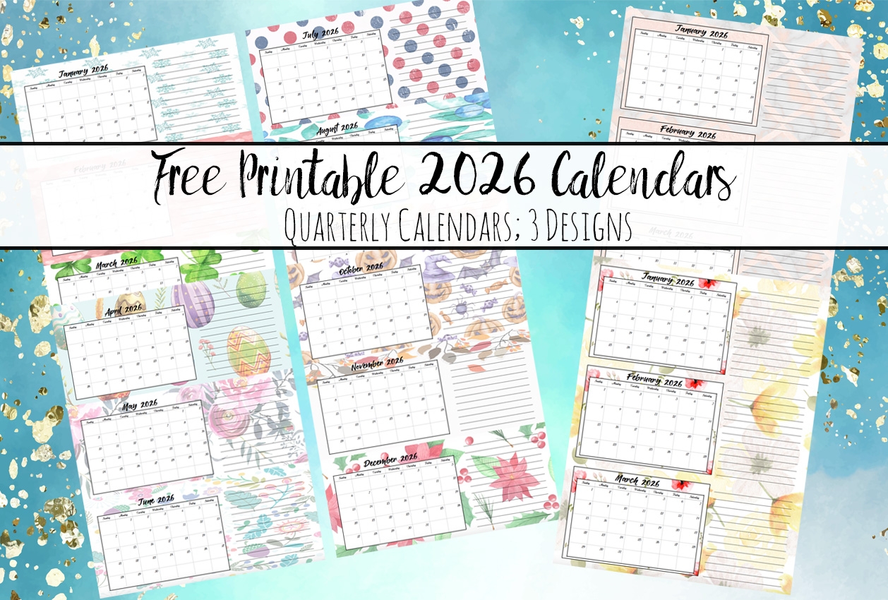 Free Printable 2026 Quarterly Calendars