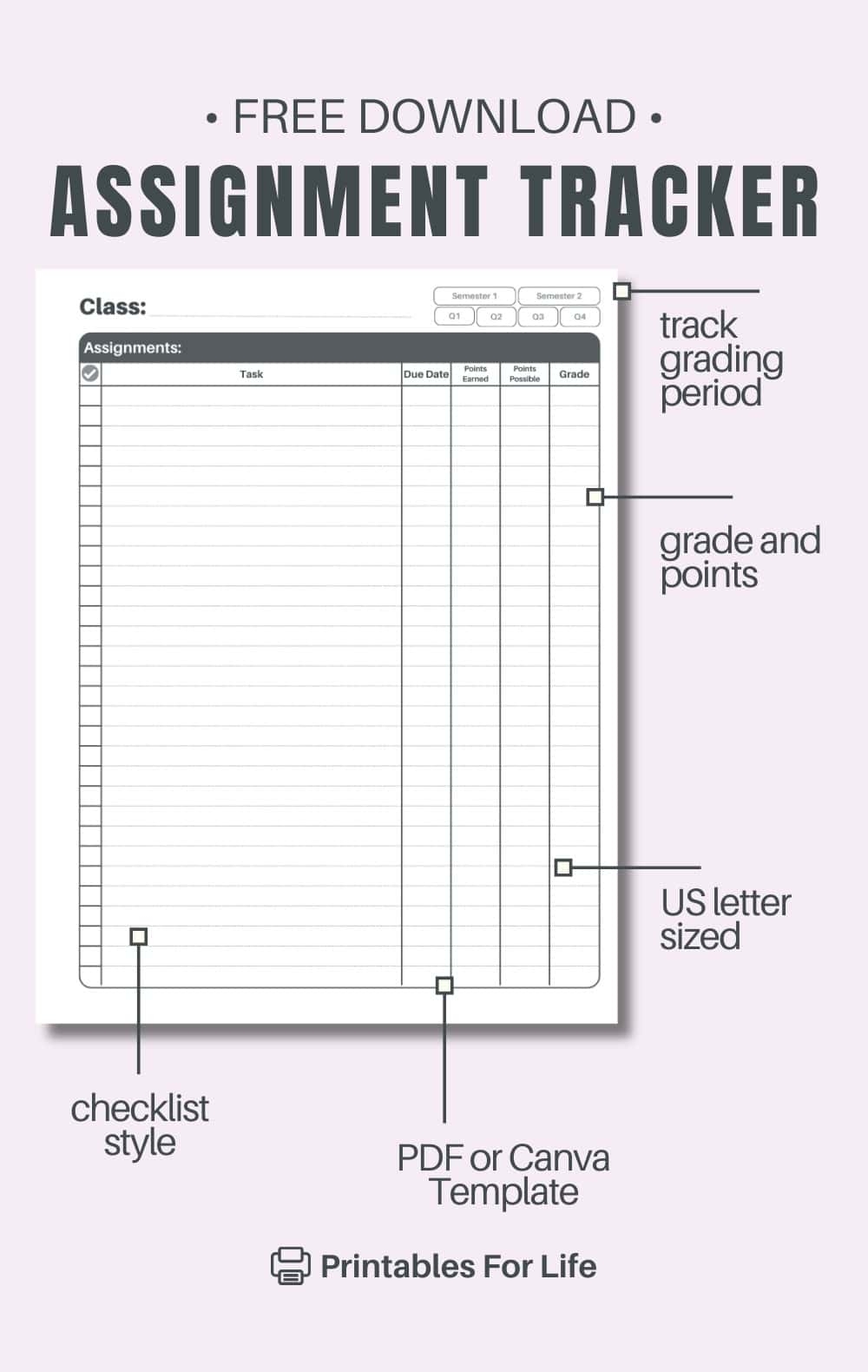 Free Printable Assignment Sheets