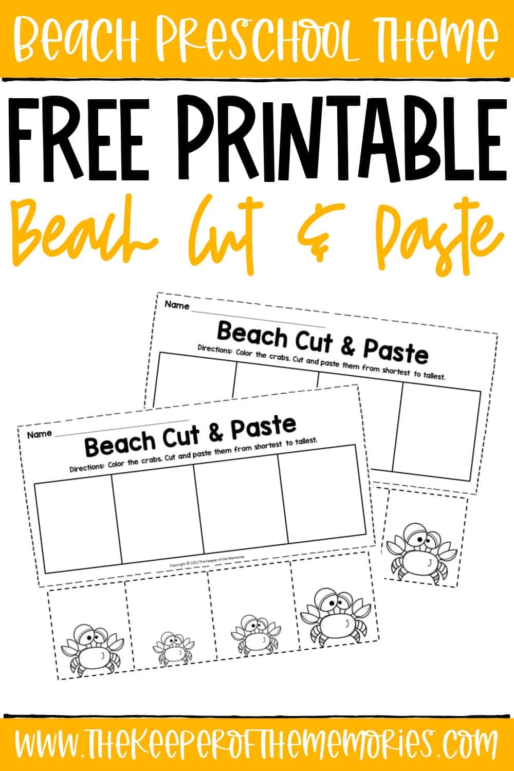 Free Printable Beach Cut And Paste Worksheets The Keeper Of The Memories