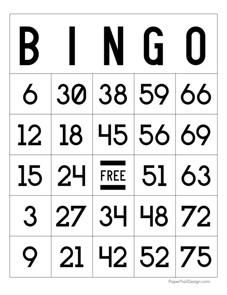 Free Printable Bingo Cards Paper Trail Design
