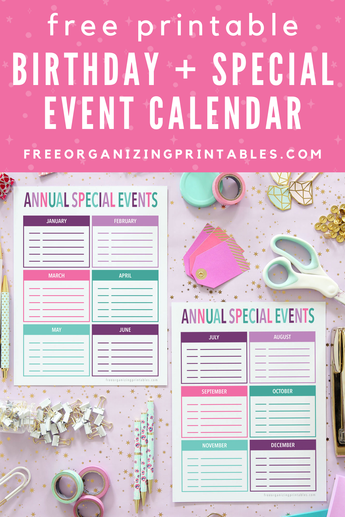 Free Printable Birthday Calendar Template