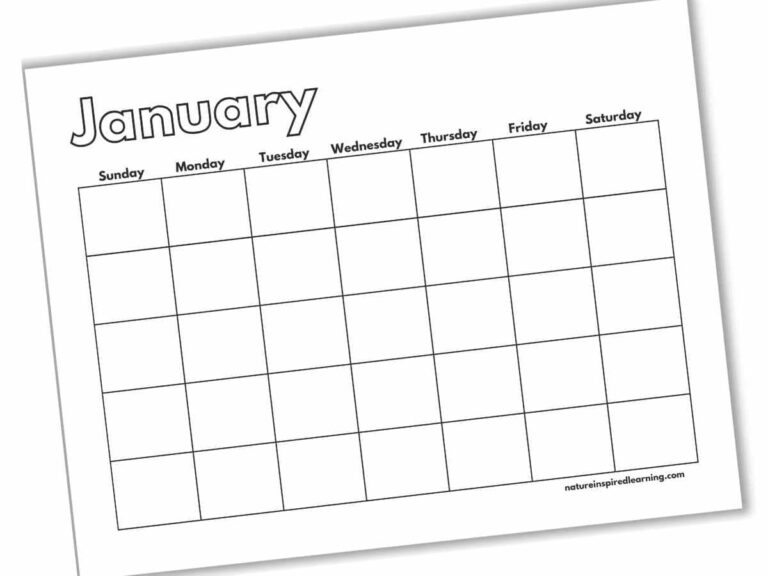 Free Printable Blank Calendars Nature Inspired Learning