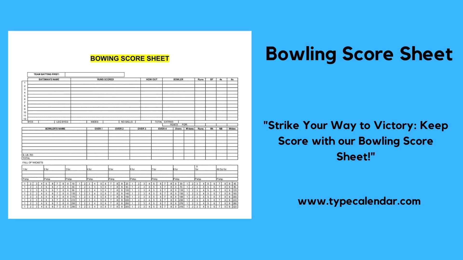 Bowling Recap Sheets Printable
