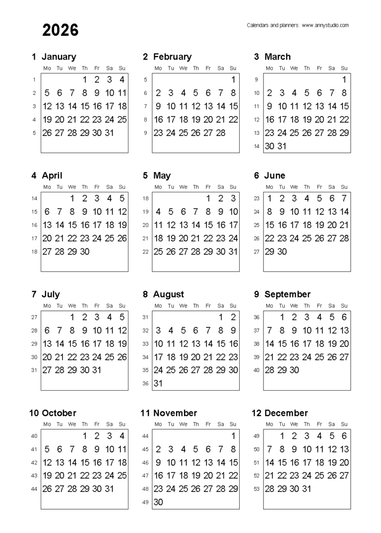Free Printable Calendars And Planners 2026 And 2027
