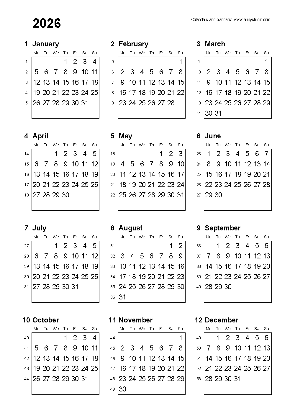 Free Printable Calendars And Planners 2026 And 2027