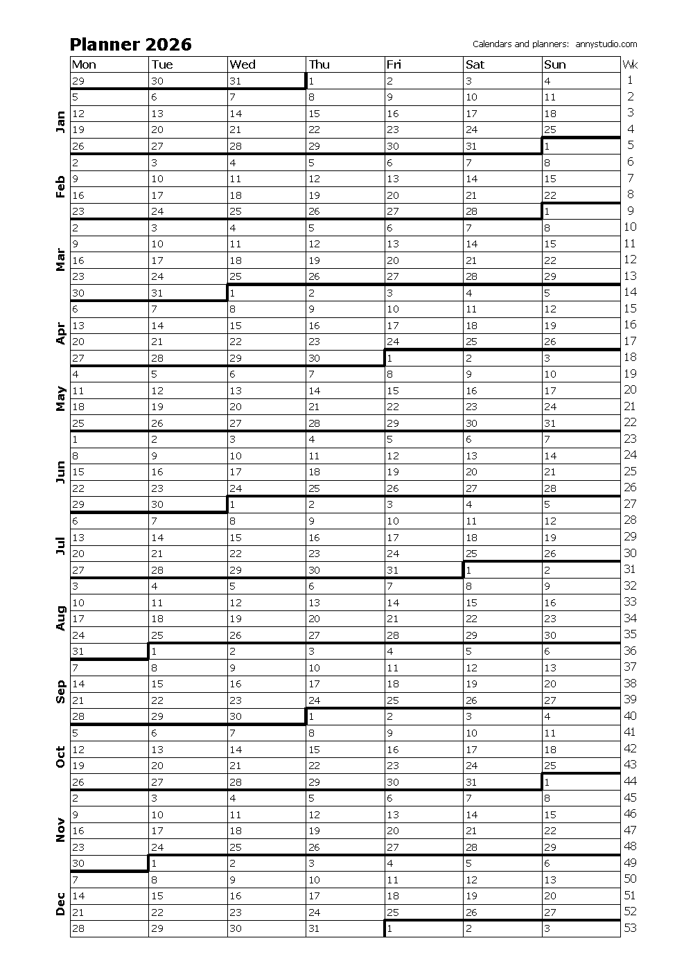 Free Printable Calendars And Planners 2026 And 2027