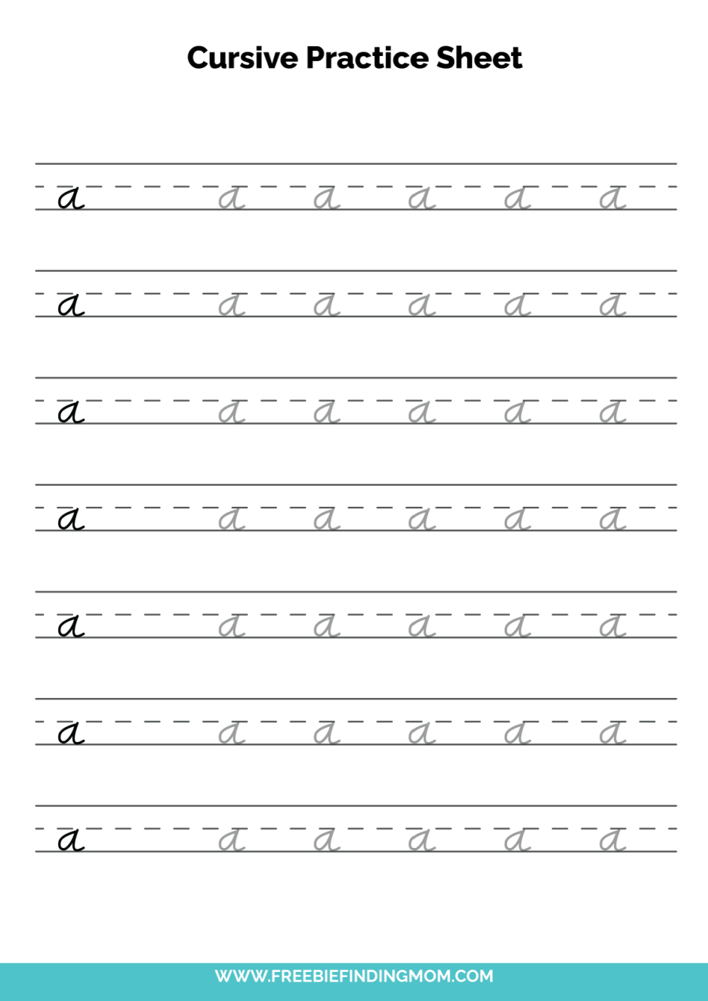 Free Printable Cursive Alphabet Practice Sheets Lowercase A