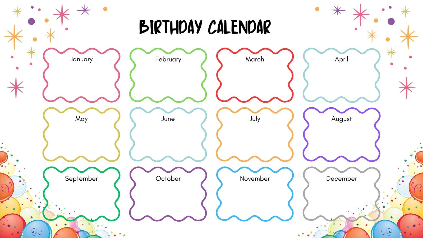 Free Birthday Calendar Printable