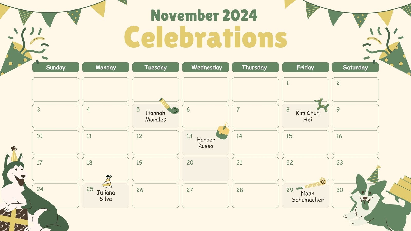 Printable Birthday Chart Template