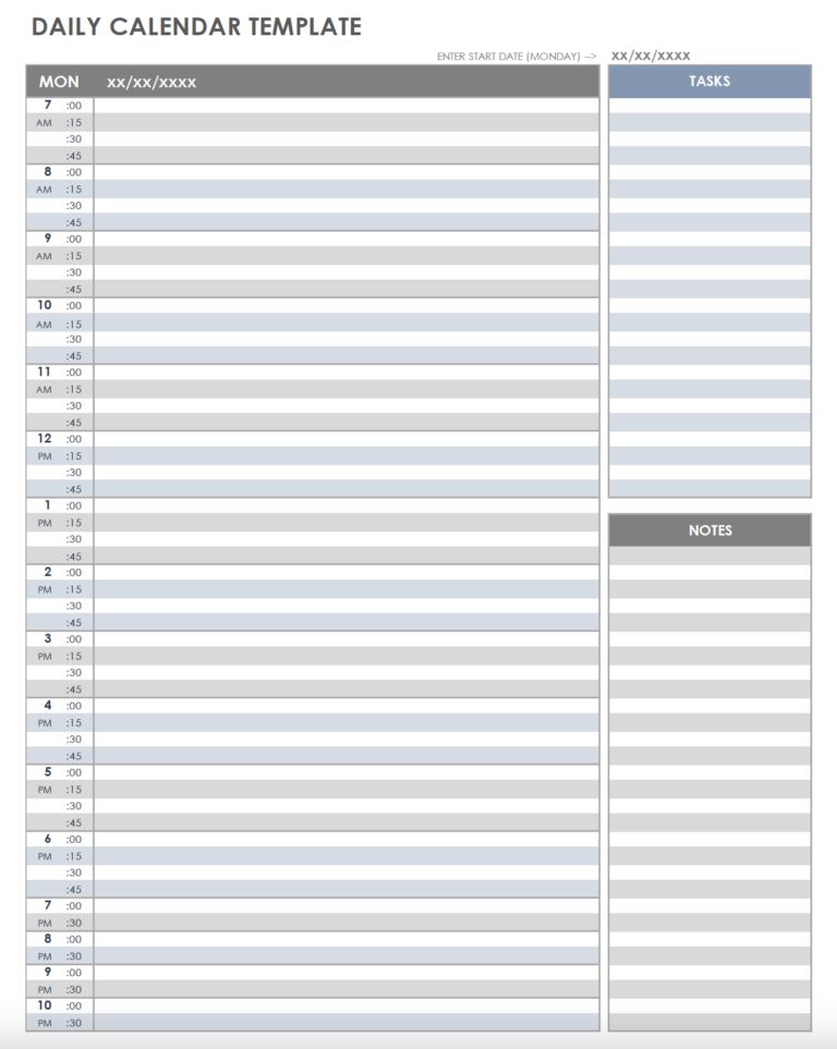 Free Printable Daily Calendar Templates